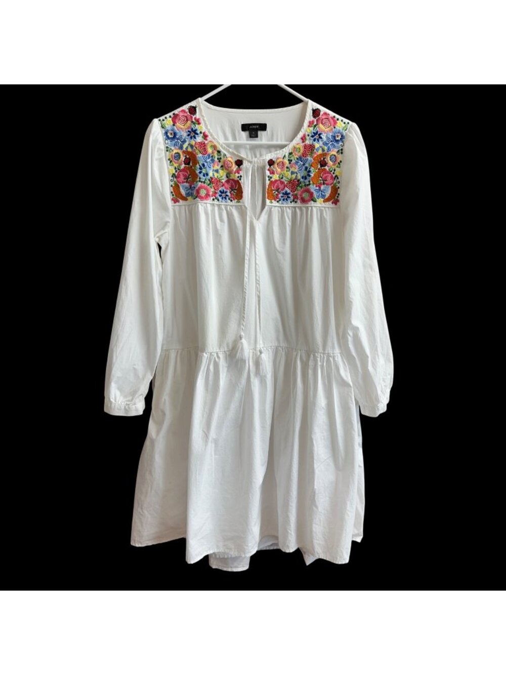 J Crew Farmers Market Embroidered White Dress Sz S Fruit Ladybugs Flower Cottage
